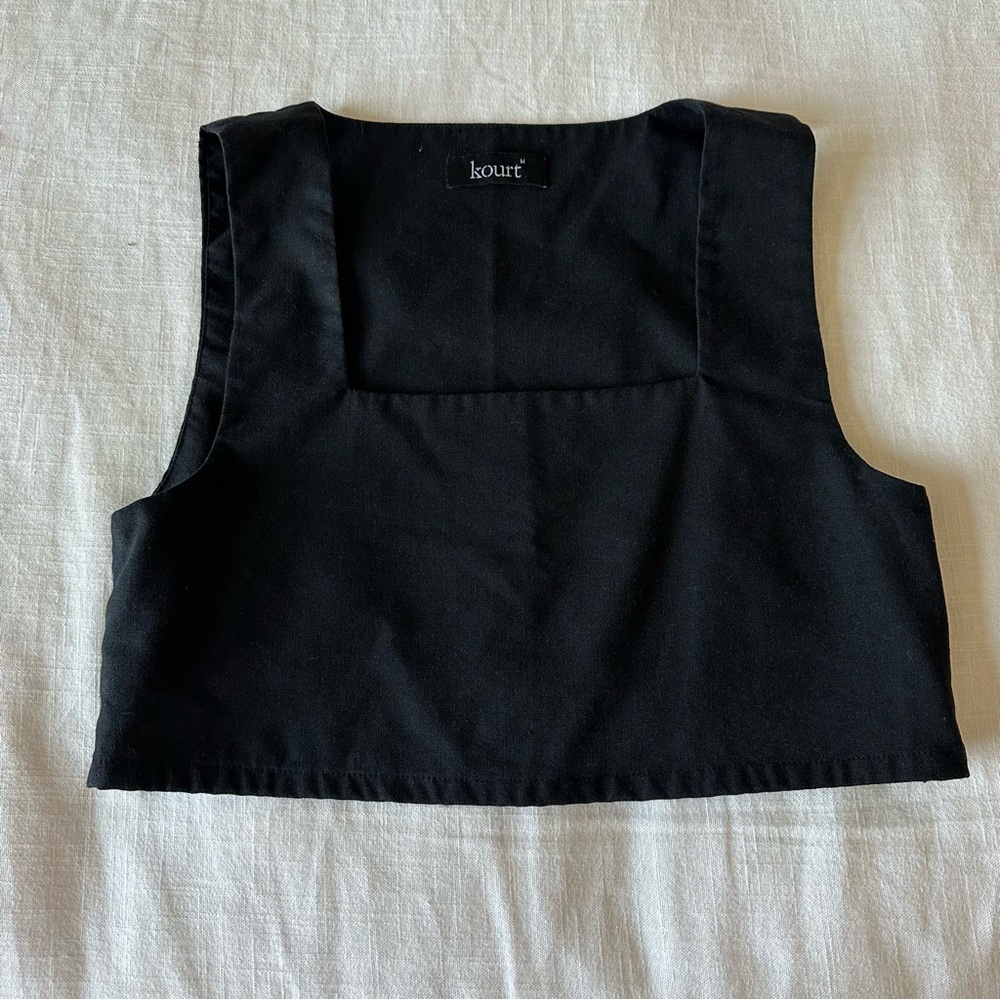 Linen Square Neck Cropped Tank